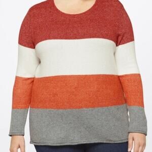 Lou & Grey super soft lightweight fall colors striped sweater woman's size 3XL